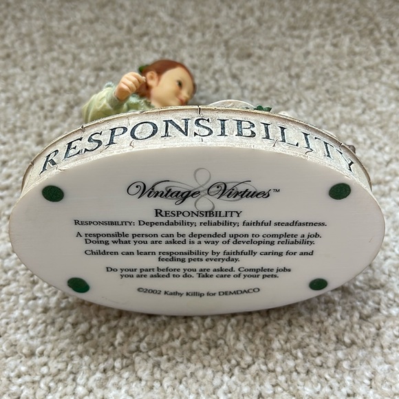 EUC Vintage Virtues 2002 DEMDACO RESPONSIBILITY Kathy Killip Girl & Ducks 5” - Picture 6 of 7